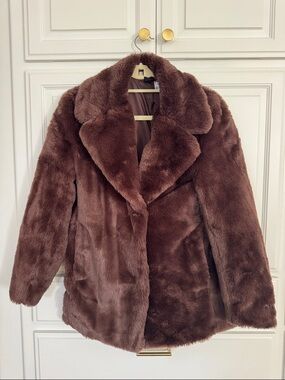 H&M Plush Faux Fur Jacket Brown